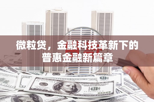 凤城微粒贷，金融科技革新下的普惠金融新篇章