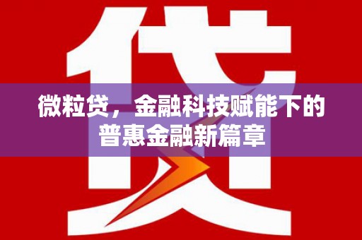 凤城微粒贷，金融科技赋能下的普惠金融新篇章