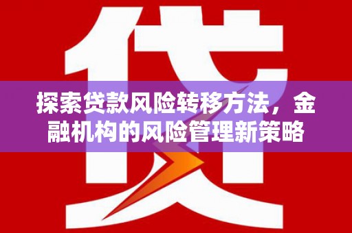 凤城探索贷款风险转移方法，金融机构的风险管理新策略