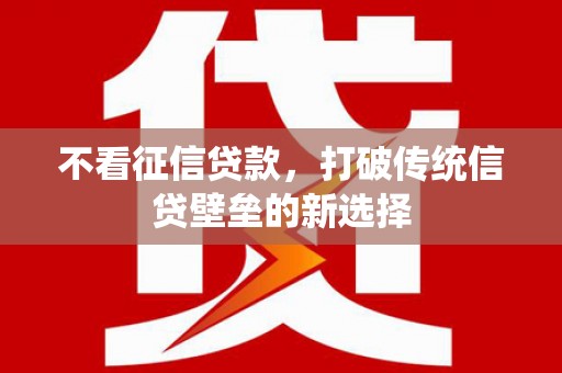 凤城不看征信贷款，打破传统信贷壁垒的新选择
