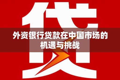 凤城外资银行贷款在中国市场的机遇与挑战