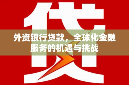 凤城外资银行贷款，全球化金融服务的机遇与挑战