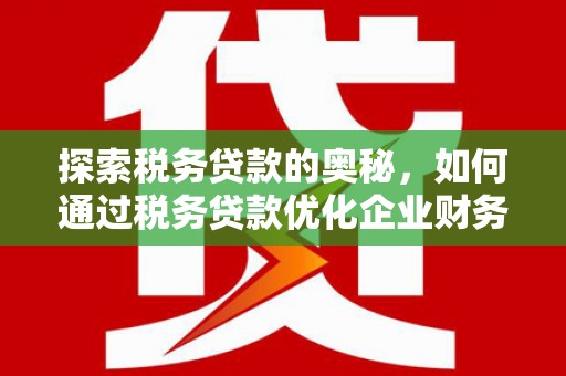 凤城探索税务贷款的奥秘，如何通过税务贷款优化企业财务