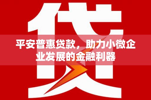 凤城平安普惠贷款，助力小微企业发展的金融利器