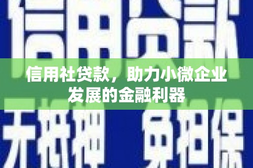 凤城信用社贷款，助力小微企业发展的金融利器